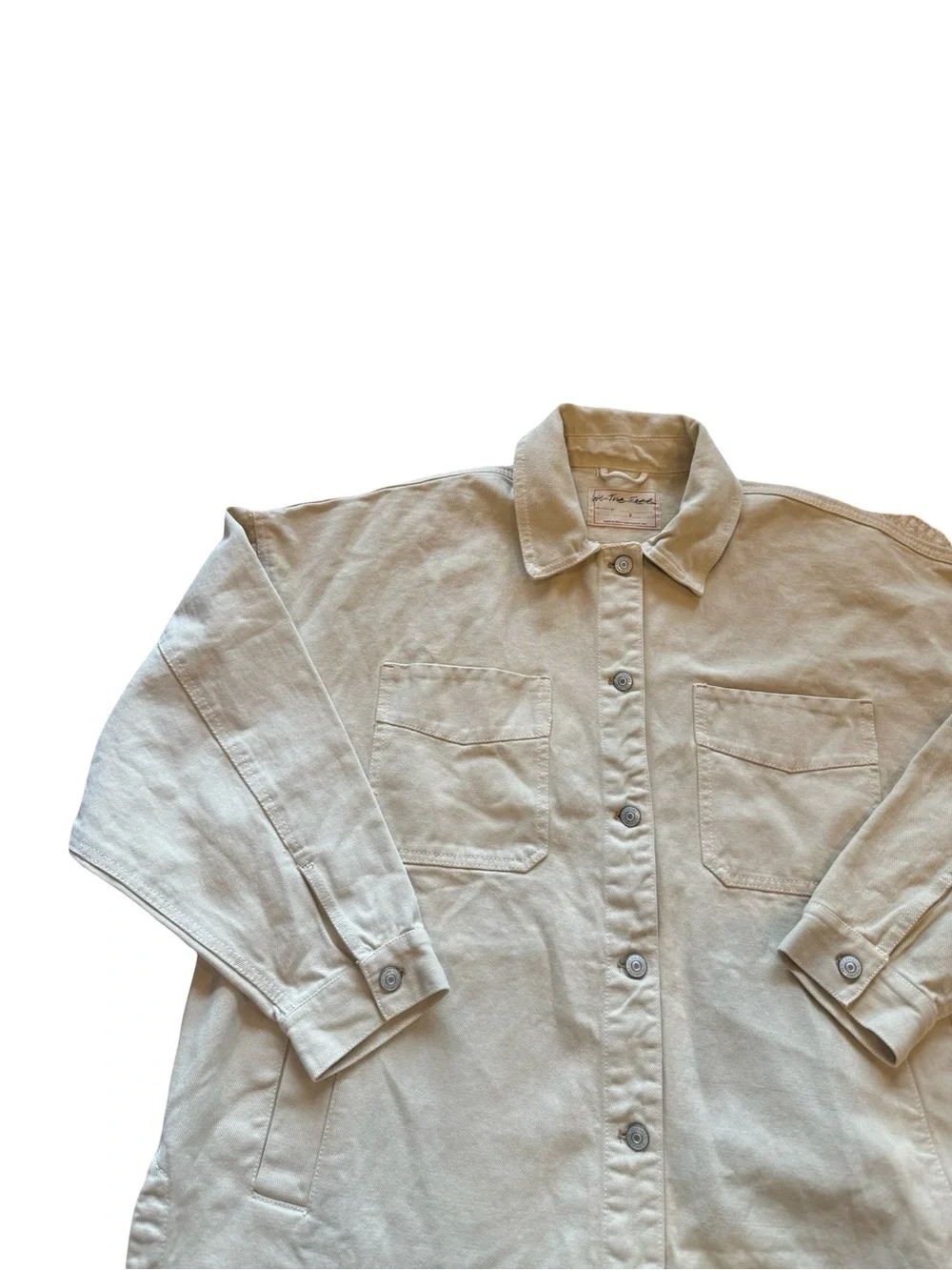 Free People We The Free Oversized Beige Cotton Utility Jacket Size Small